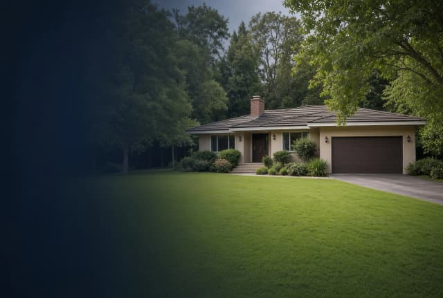 Ranch-style home with trees — illustrative, not a documented Duarte address